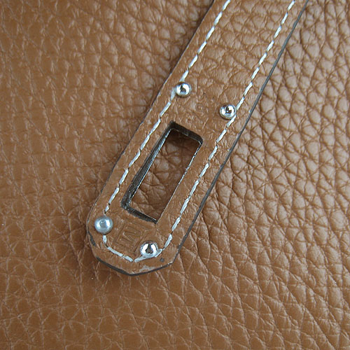 AAA Hermes Kelly 22 CM France Leather Handbag Light Coffee H008 On Sale